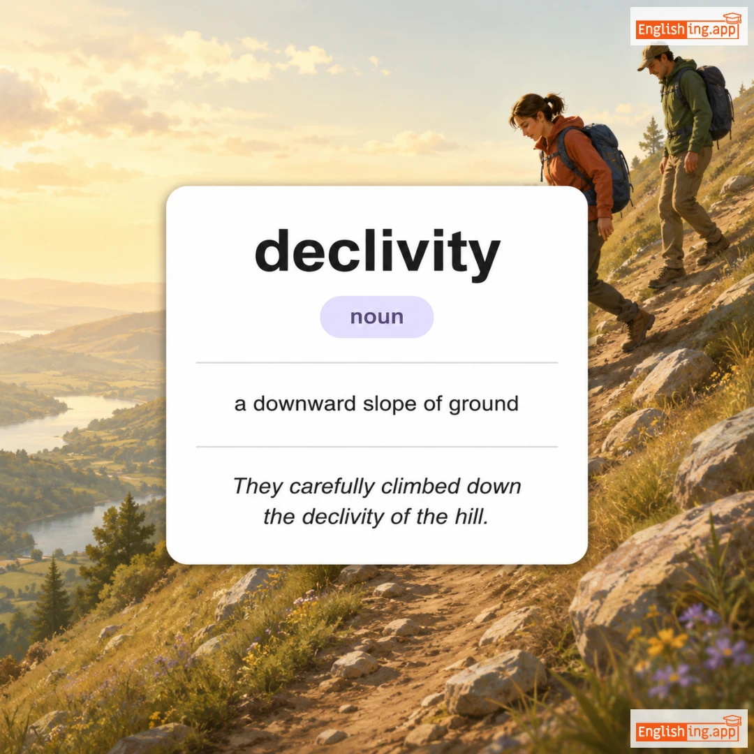 declivity definition card — visual illustration of the meaning