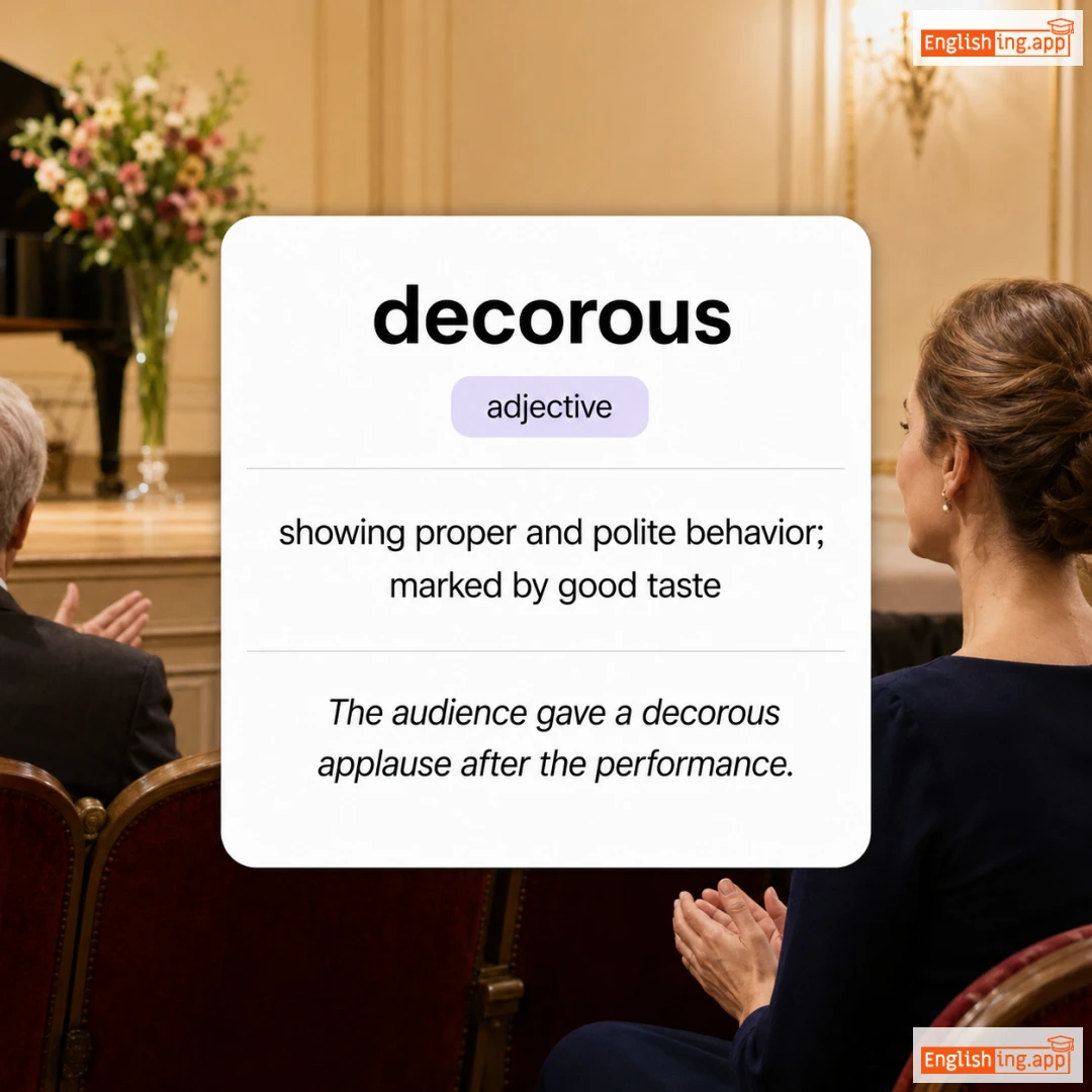 decorous definition card — visual illustration of the meaning