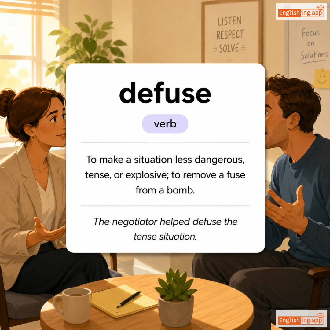 defuse definition card — visual illustration of the meaning