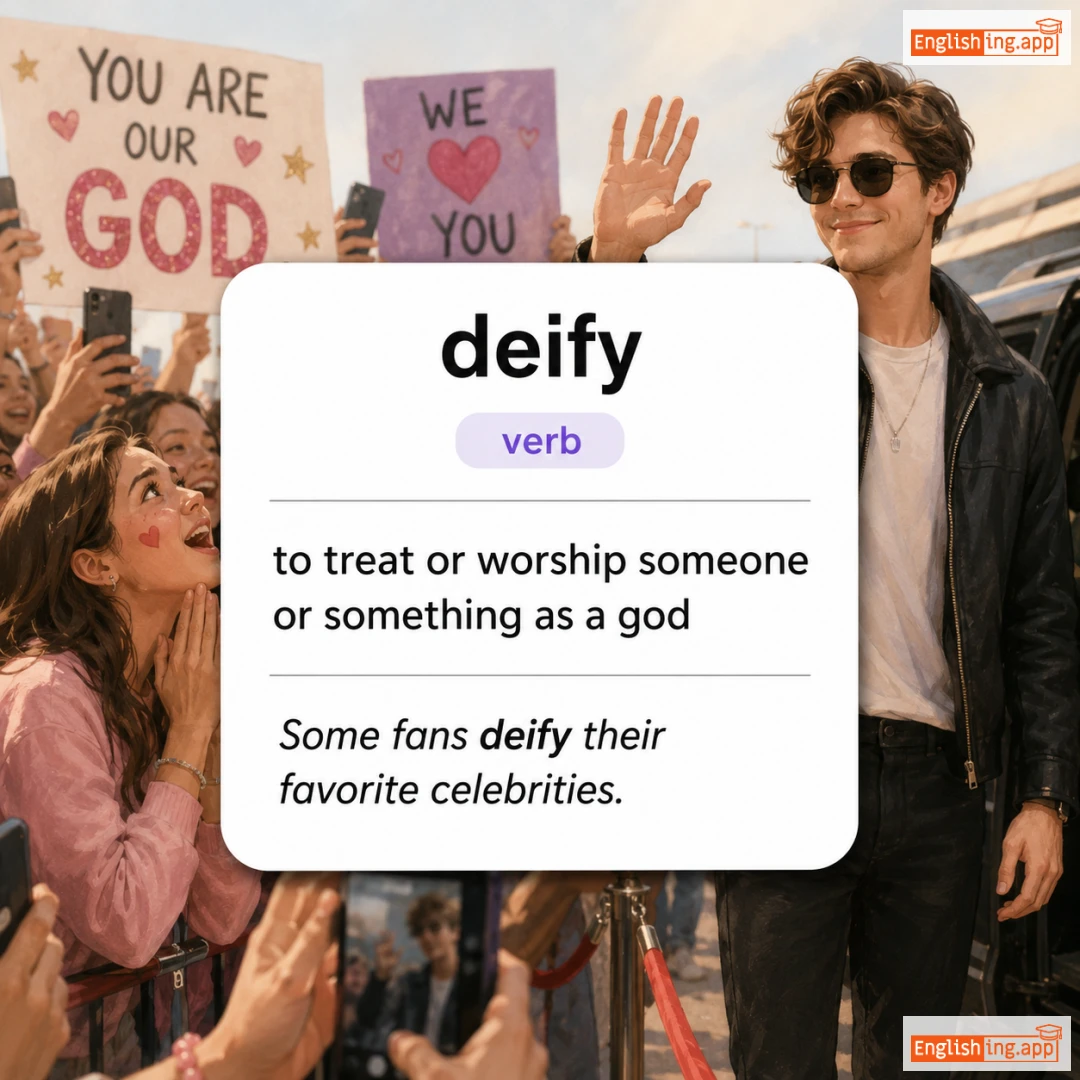 deify definition card — visual illustration of the meaning