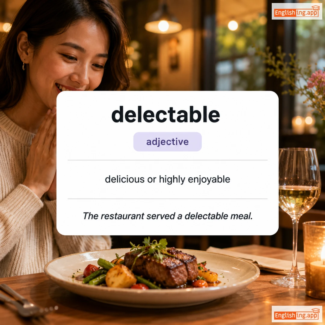 delectable definition card — visual illustration of the meaning