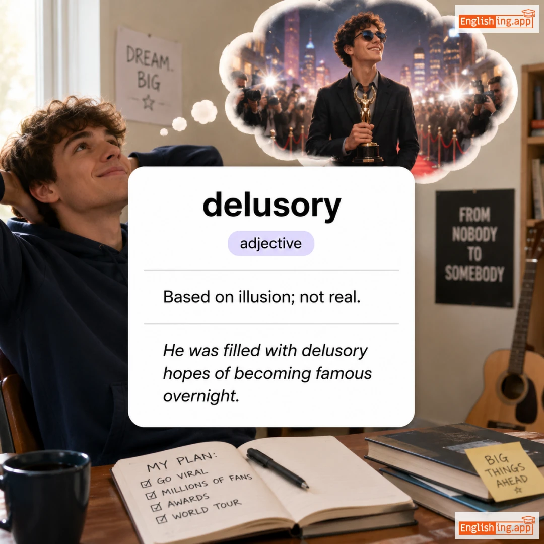 delusory definition card — visual illustration of the meaning