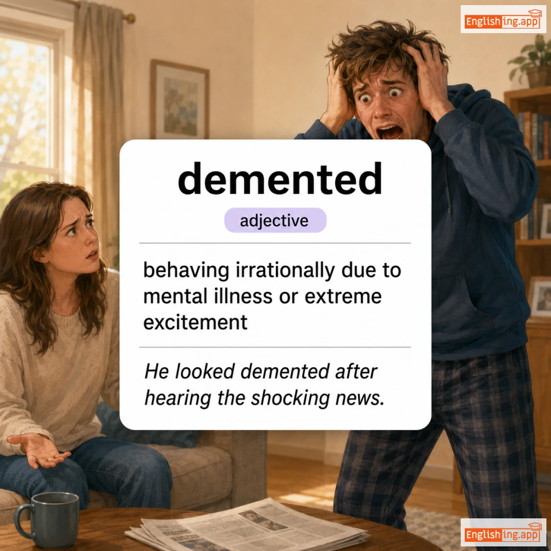 demented definition card — visual illustration of the meaning