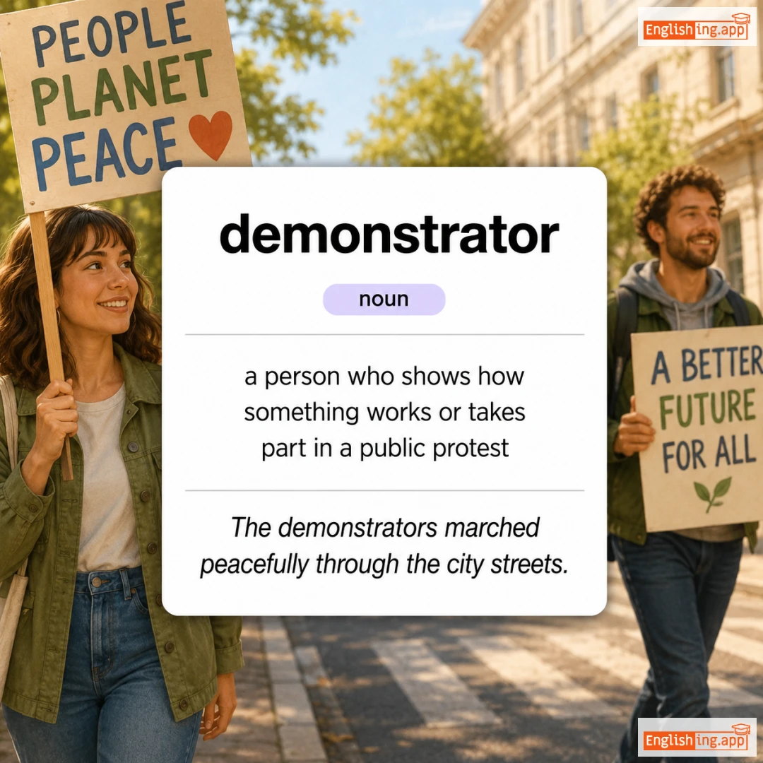 demonstrator definition card — visual illustration of the meaning