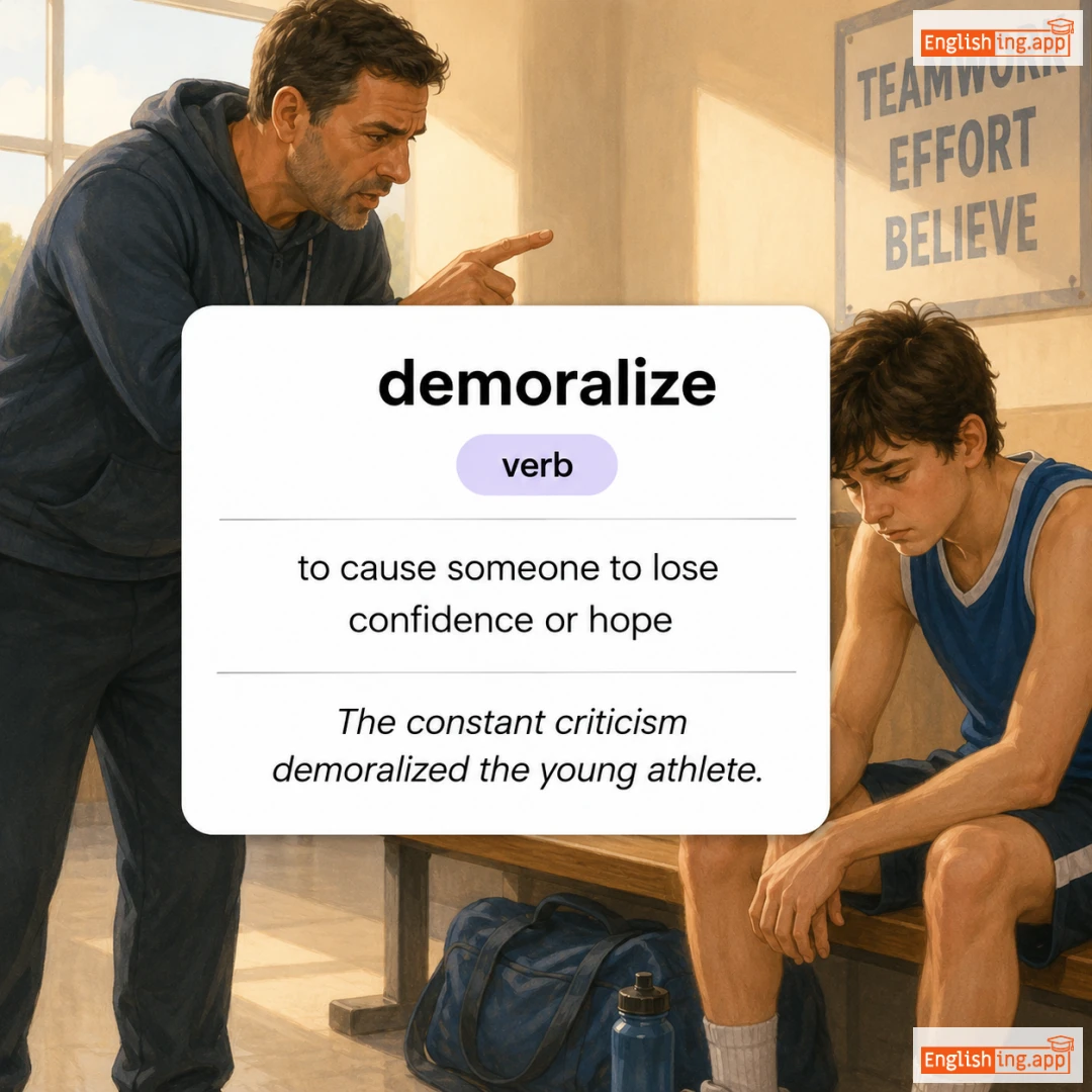 demoralize definition card — visual illustration of the meaning