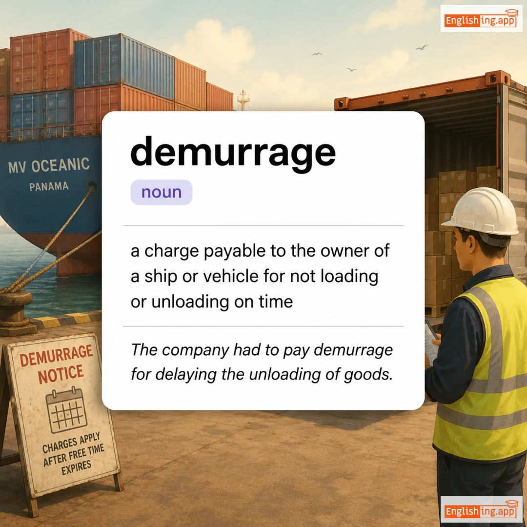 demurrage definition card — visual illustration of the meaning