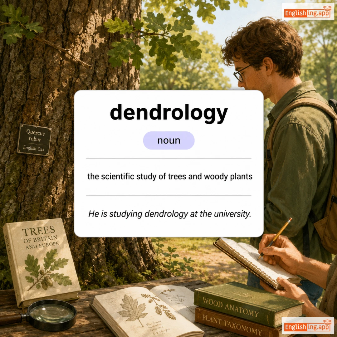 dendrology definition card — visual illustration of the meaning