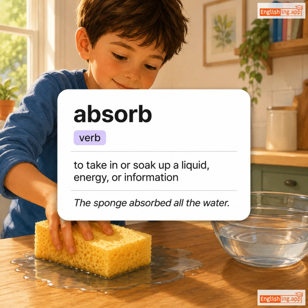 absorb definition card — visual illustration of the meaning