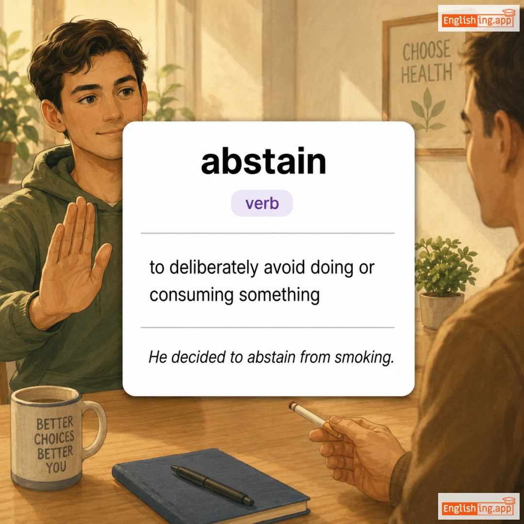 abstain definition card — visual illustration of the meaning