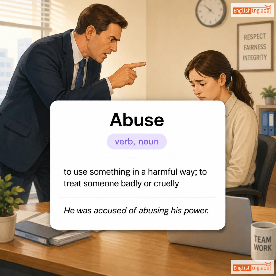 Abuse definition card — visual illustration of the meaning