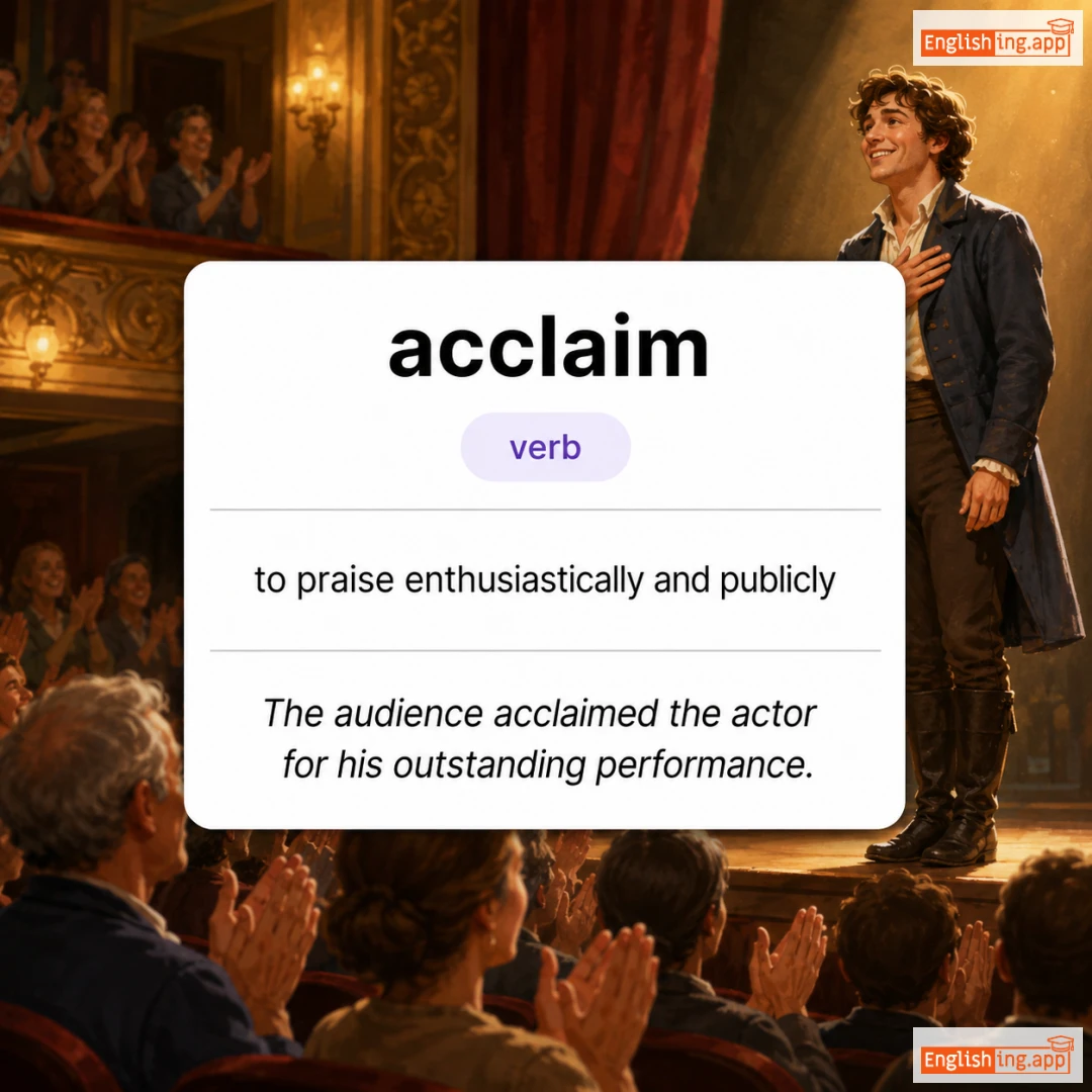 acclaim definition card — visual illustration of the meaning