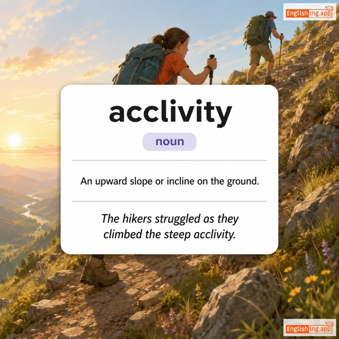 acclivity definition card — visual illustration of the meaning