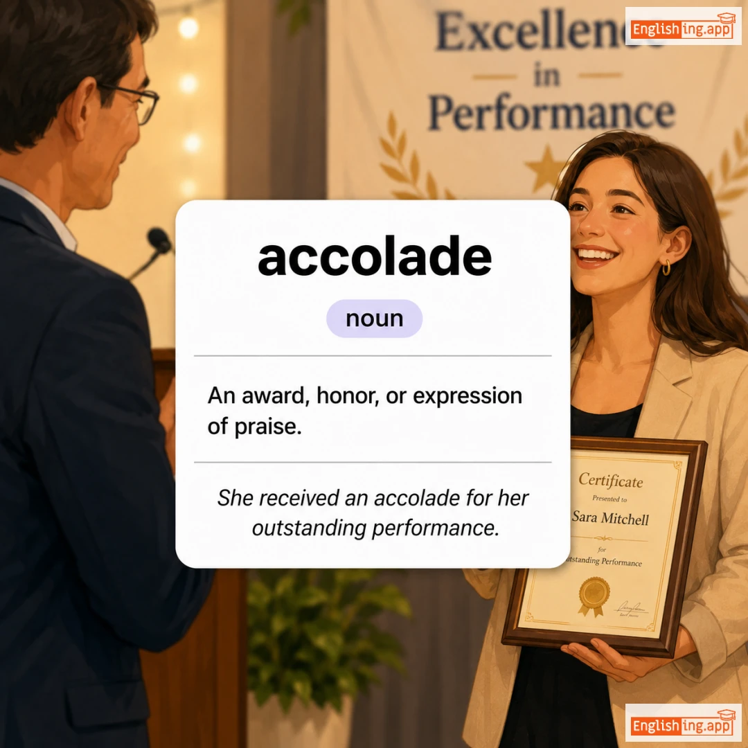 accolade definition card — visual illustration of the meaning