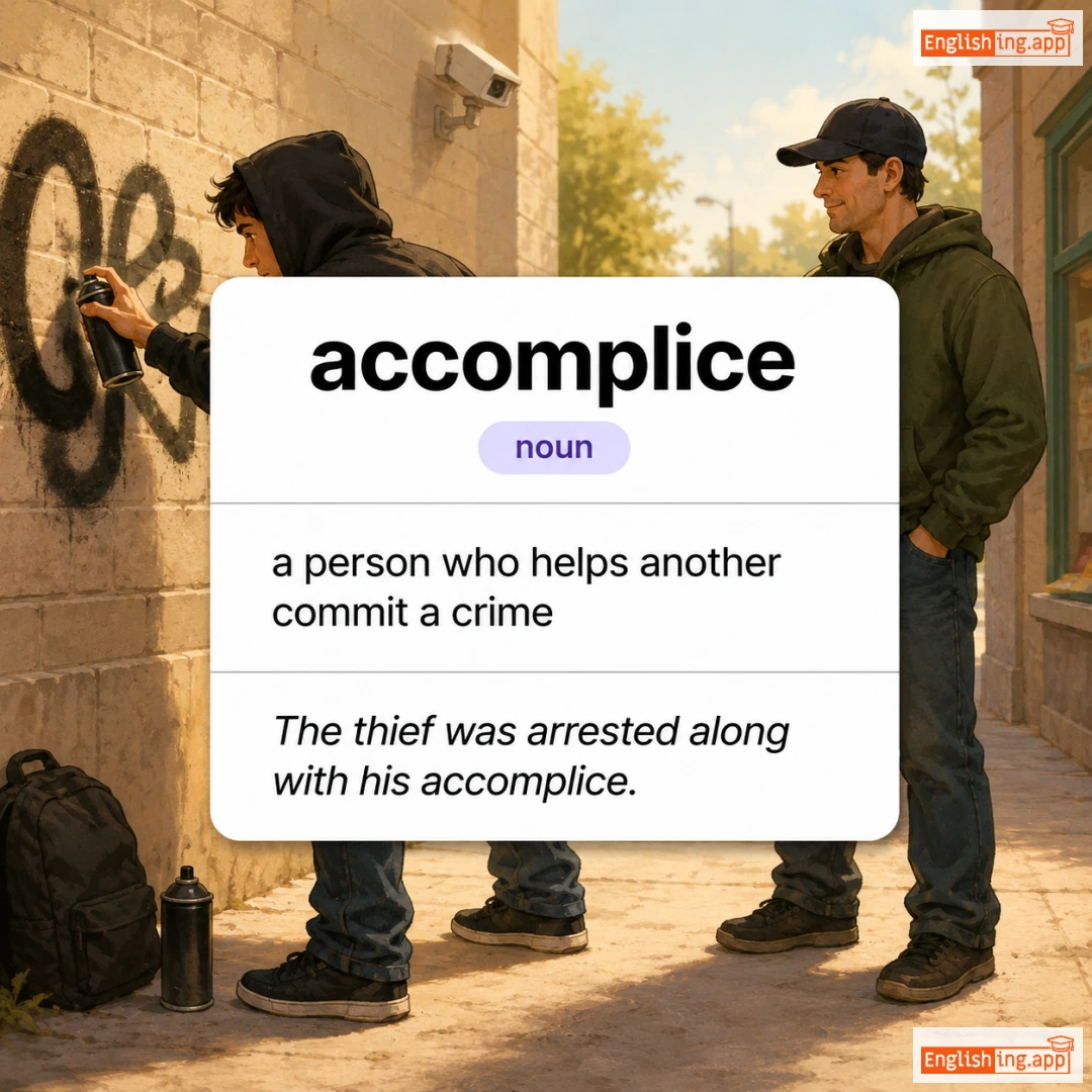 accomplice definition card — visual illustration of the meaning