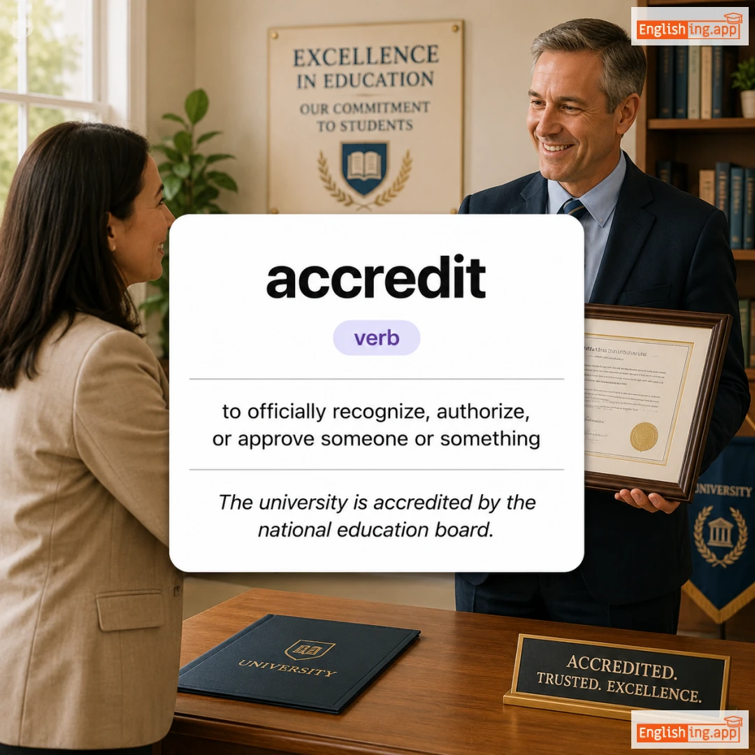 accredit definition card — visual illustration of the meaning