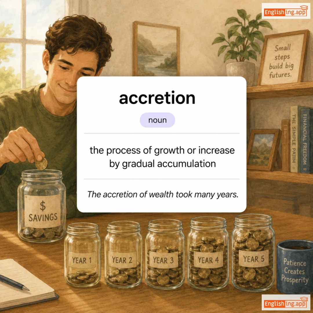 accretion definition card — visual illustration of the meaning