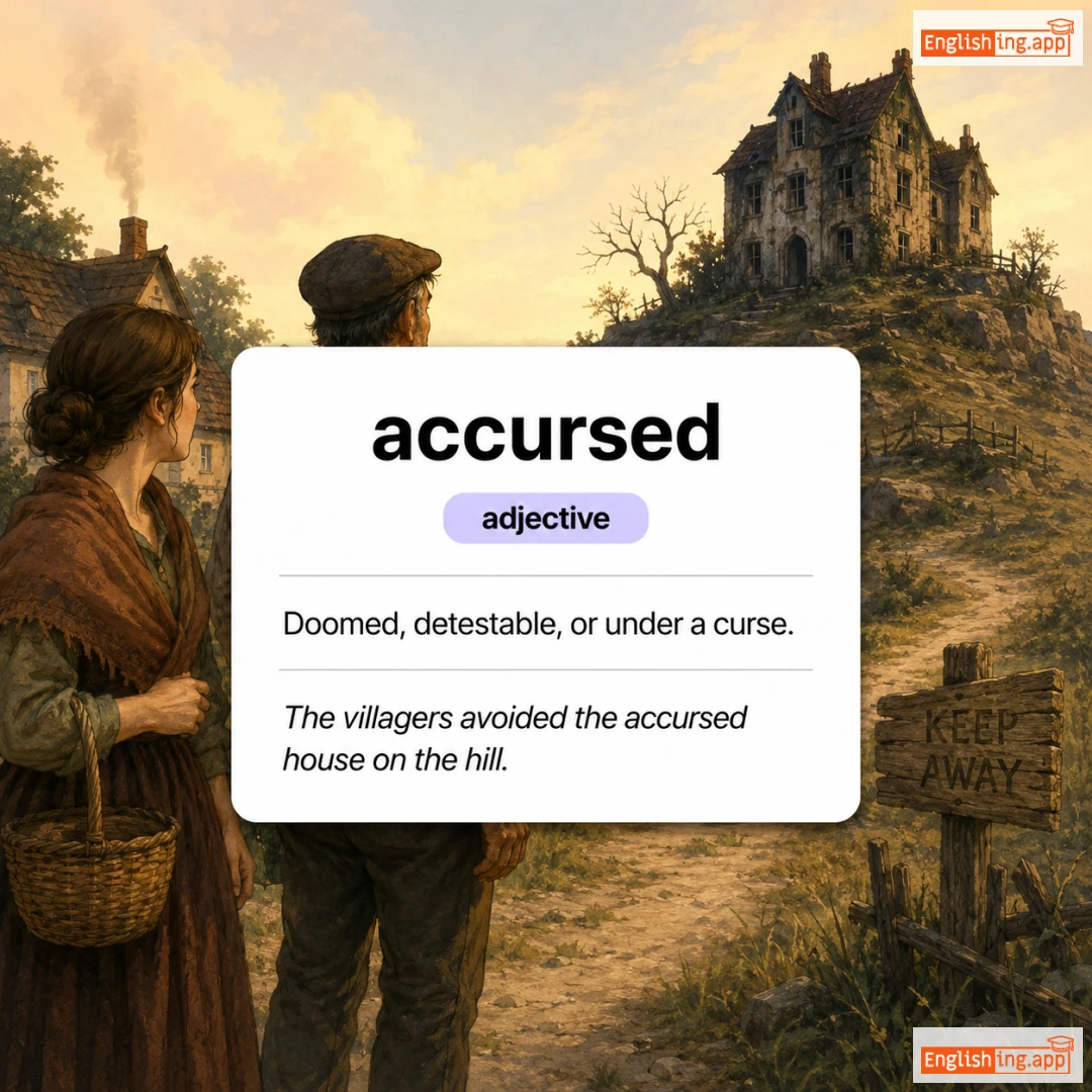 accursed definition card — visual illustration of the meaning
