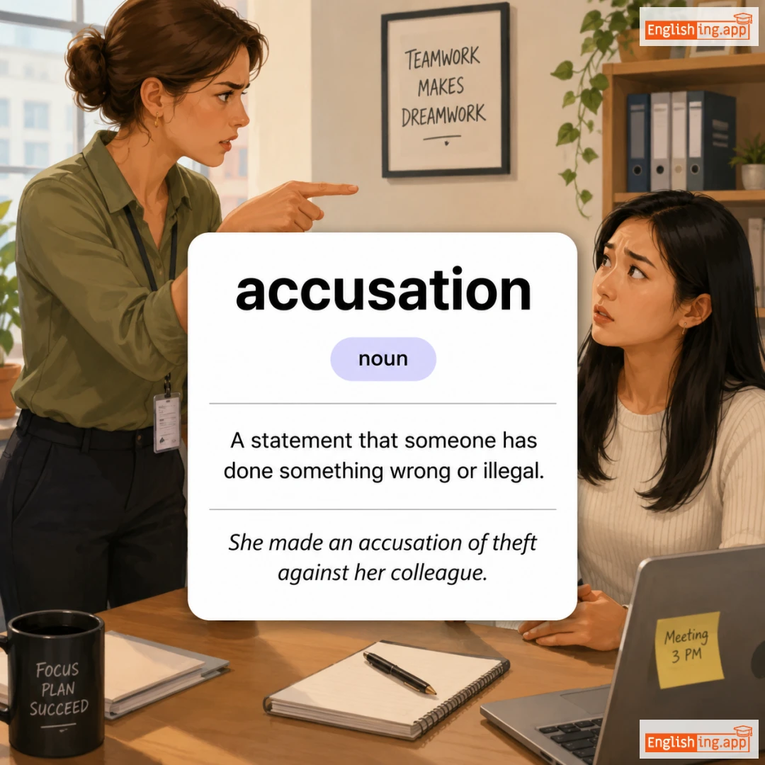 accusation definition card — visual illustration of the meaning
