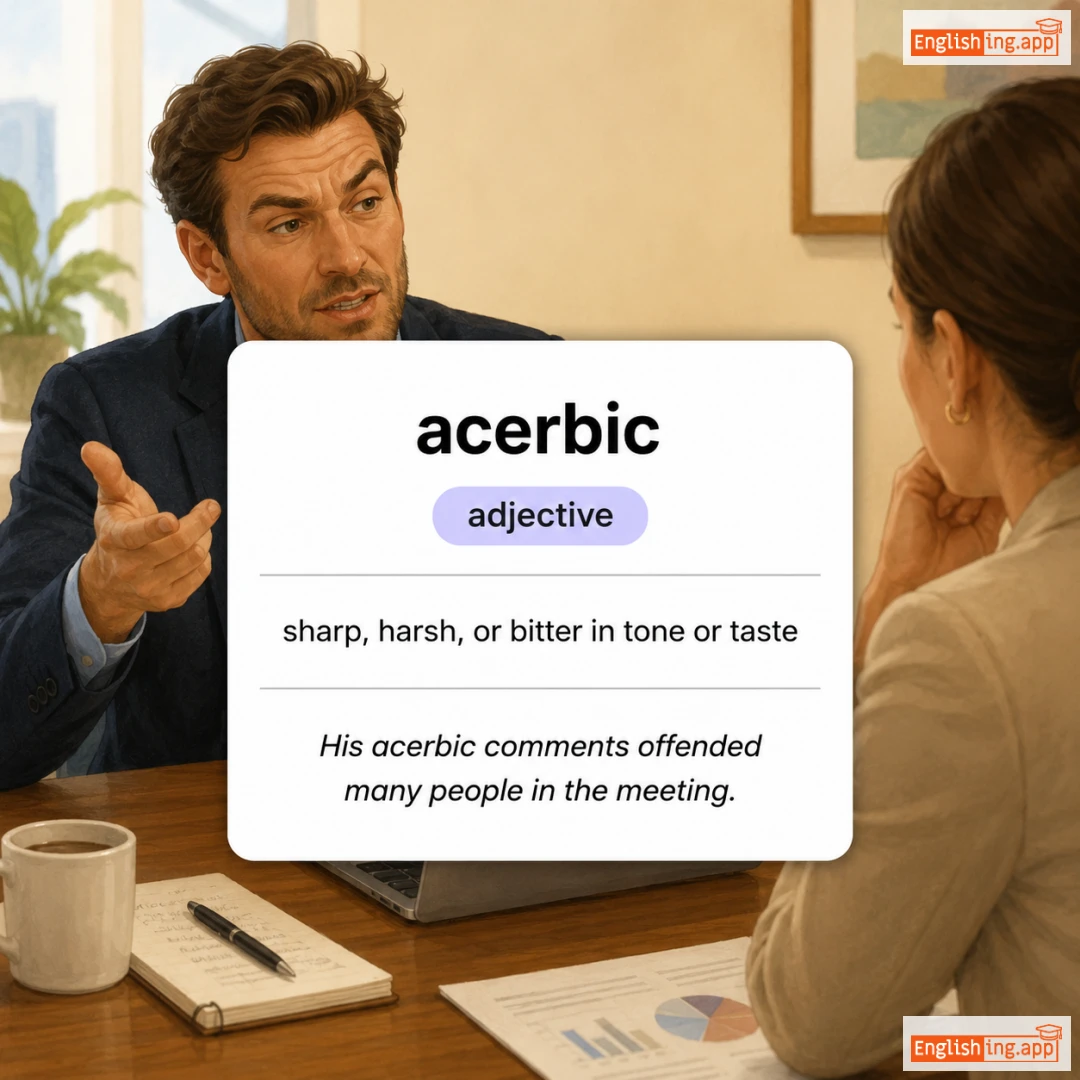 acerbic definition card — visual illustration of the meaning