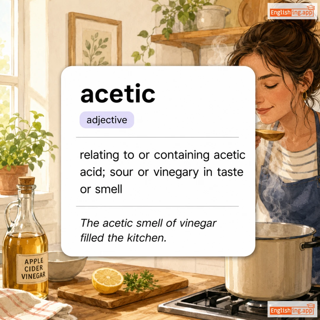 acetic definition card — visual illustration of the meaning