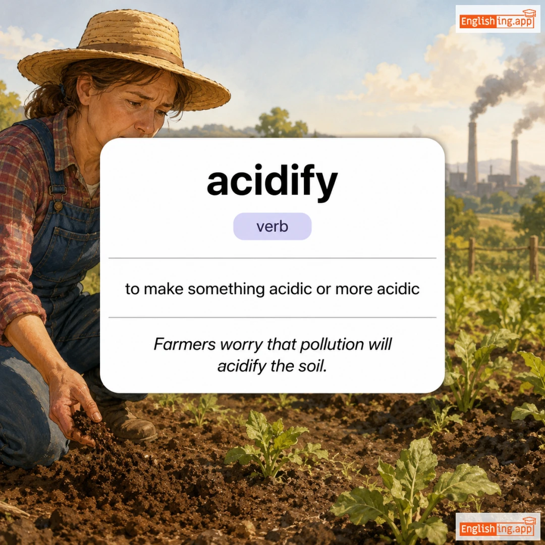 acidify definition card — visual illustration of the meaning