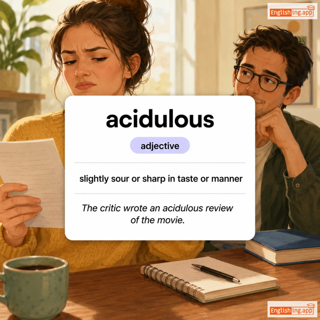 acidulous definition card — visual illustration of the meaning
