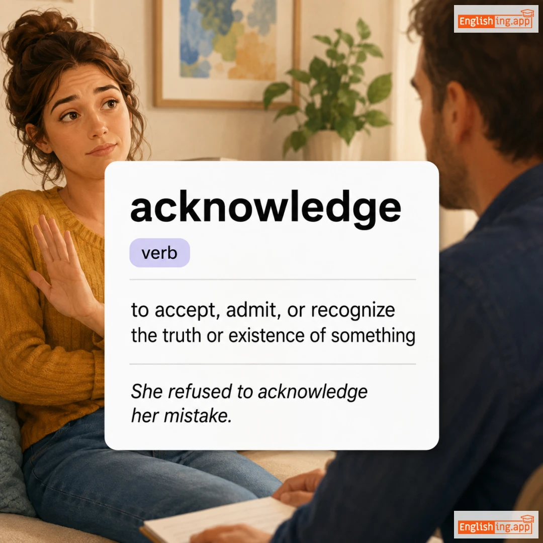 acknowledge definition card — visual illustration of the meaning