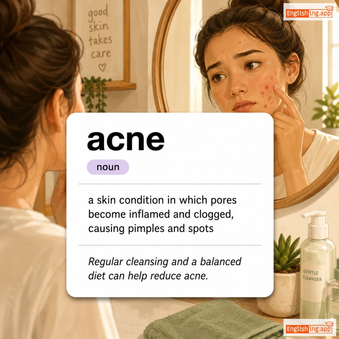acne definition card — visual illustration of the meaning