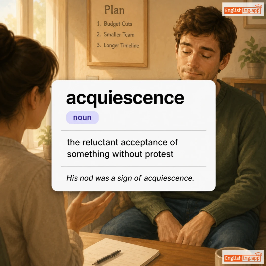 acquiescence definition card — visual illustration of the meaning
