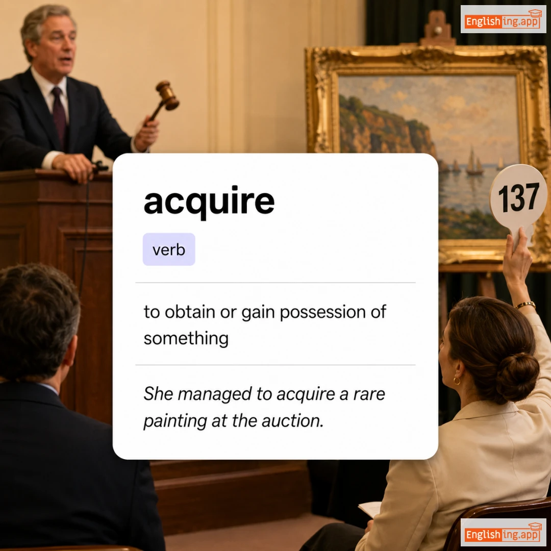 acquire definition card — visual illustration of the meaning