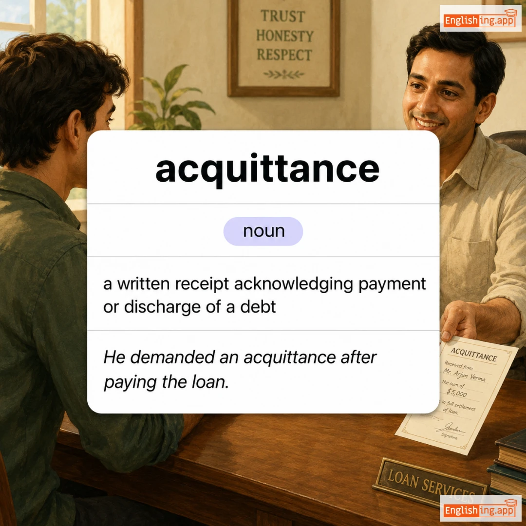 acquittance definition card — visual illustration of the meaning