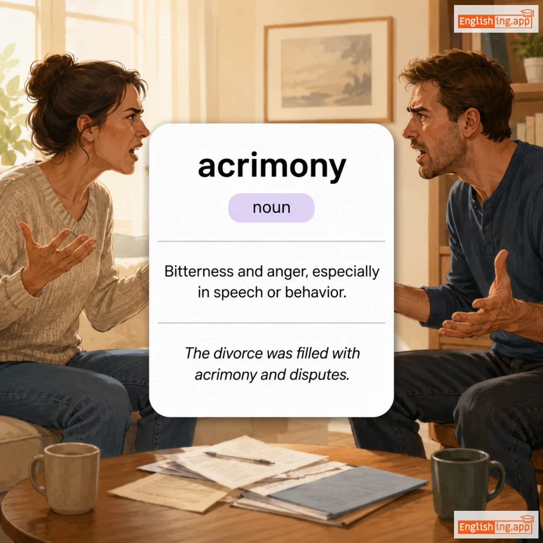 acrimony definition card — visual illustration of the meaning