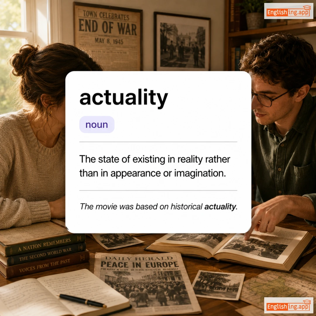 actuality definition card — visual illustration of the meaning