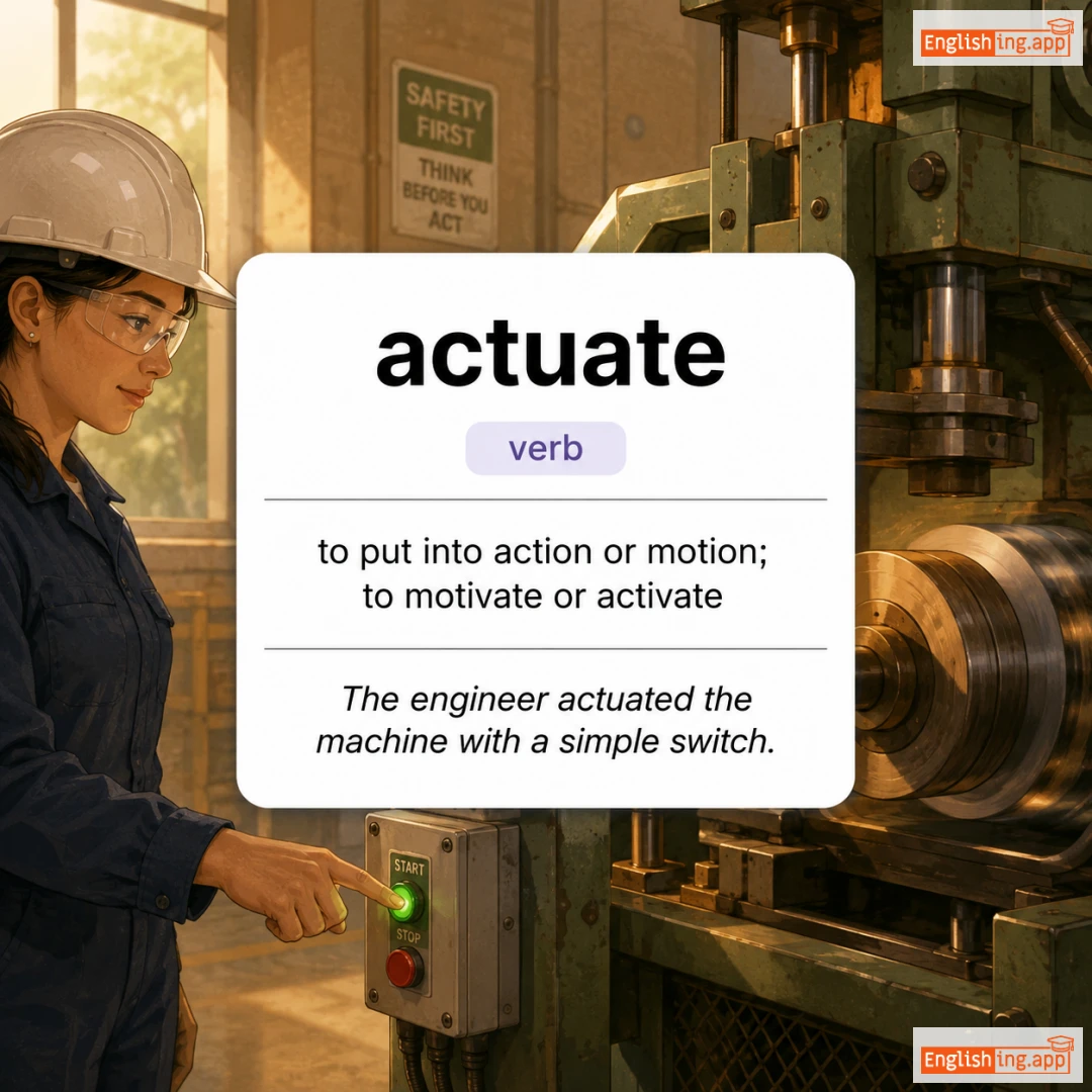 actuate definition card — visual illustration of the meaning