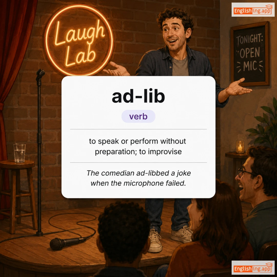 ad-lib definition card — visual illustration of the meaning