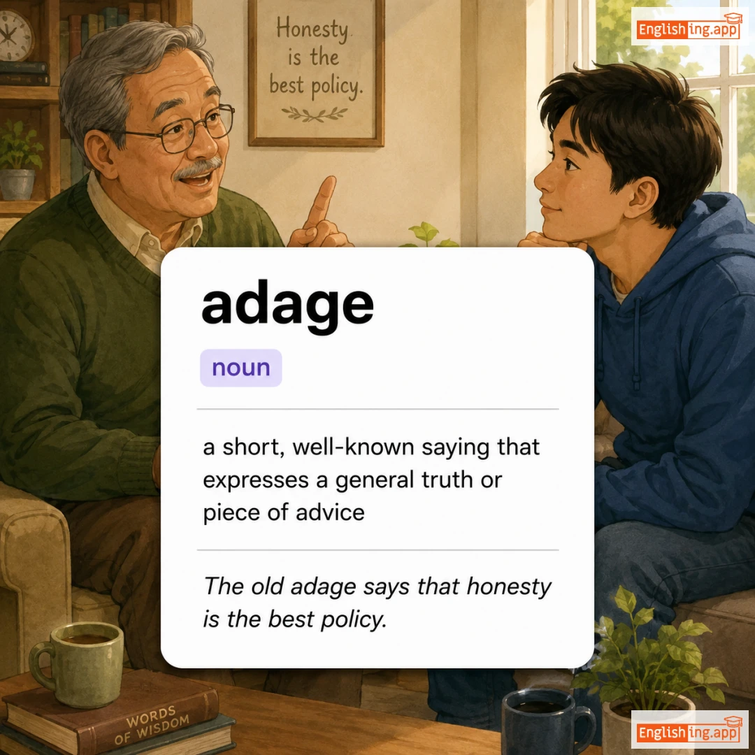 adage definition card — visual illustration of the meaning
