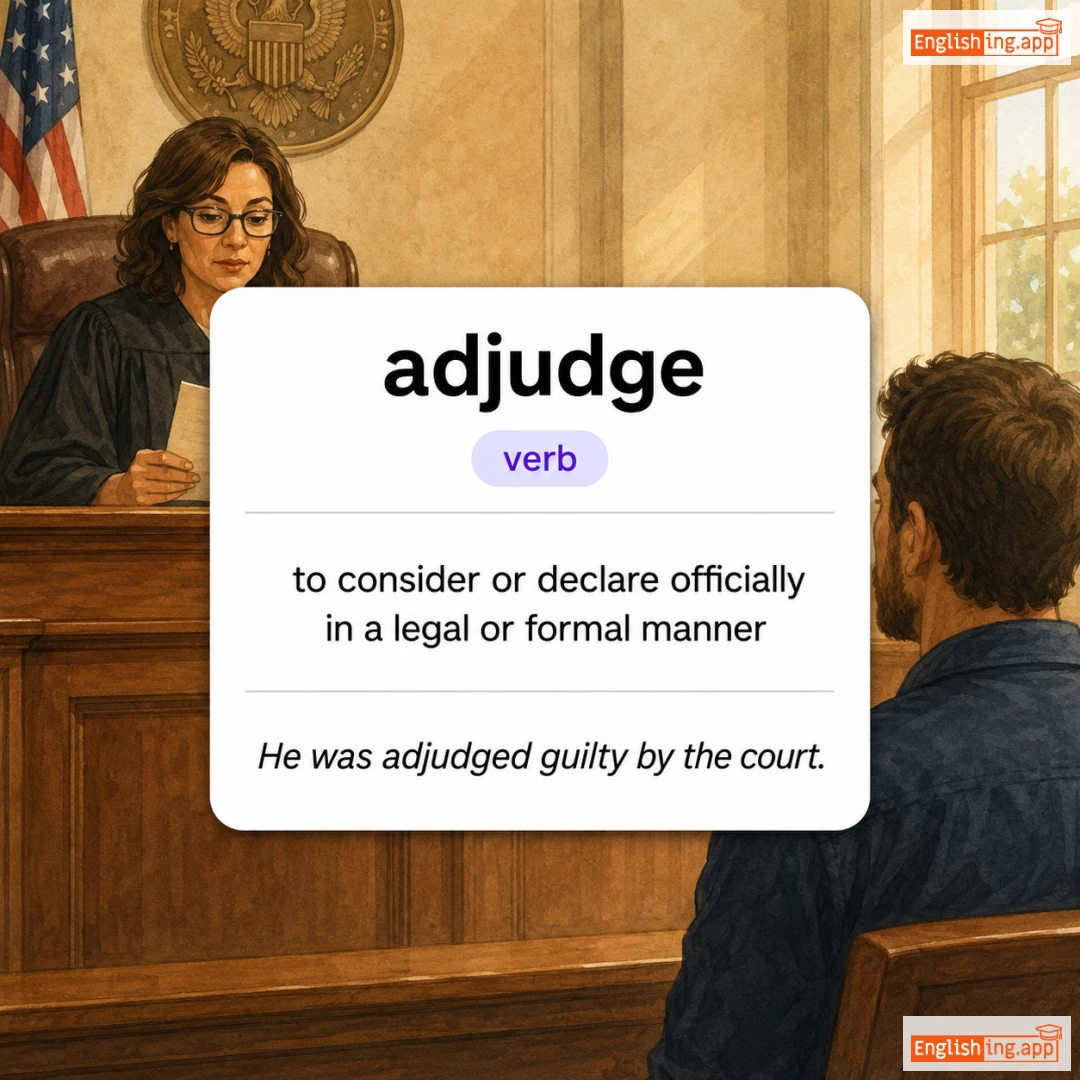 adjudge definition card — visual illustration of the meaning