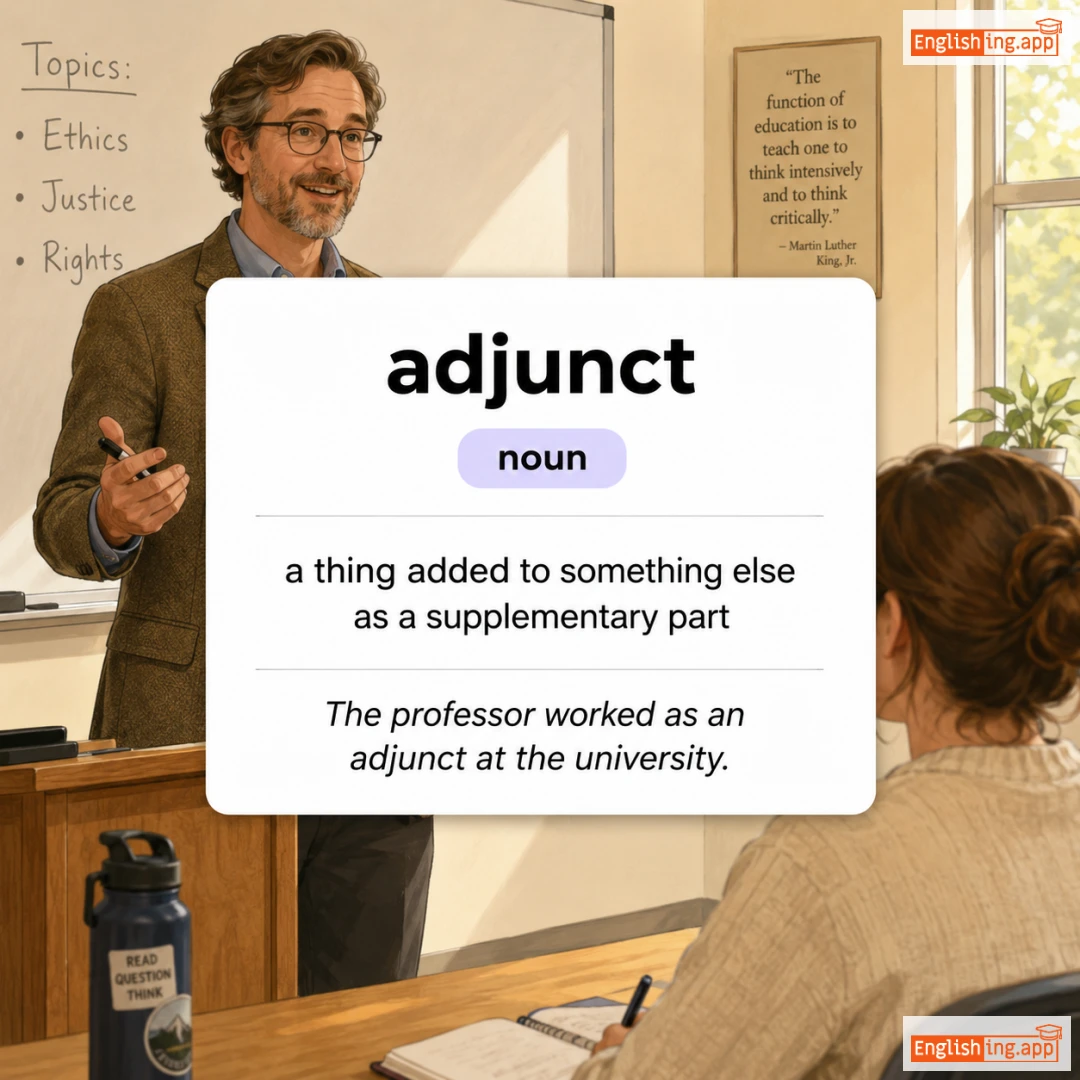 adjunct definition card — visual illustration of the meaning