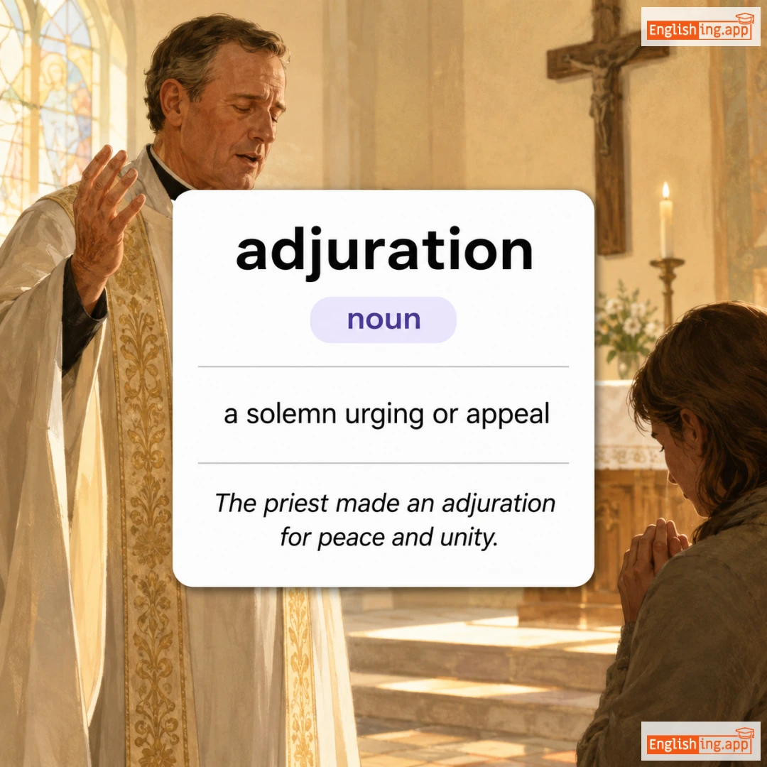 adjuration definition card — visual illustration of the meaning