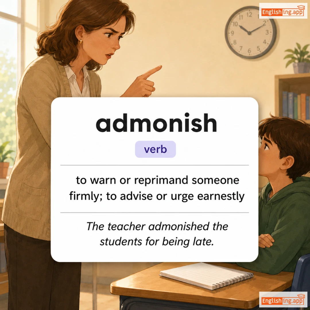 admonish definition card — visual illustration of the meaning
