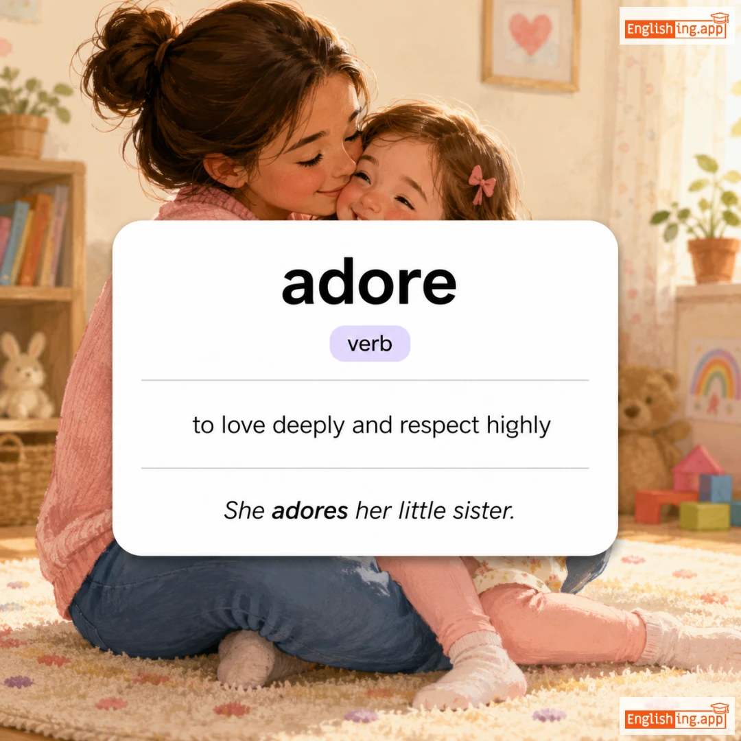 adore definition card — visual illustration of the meaning