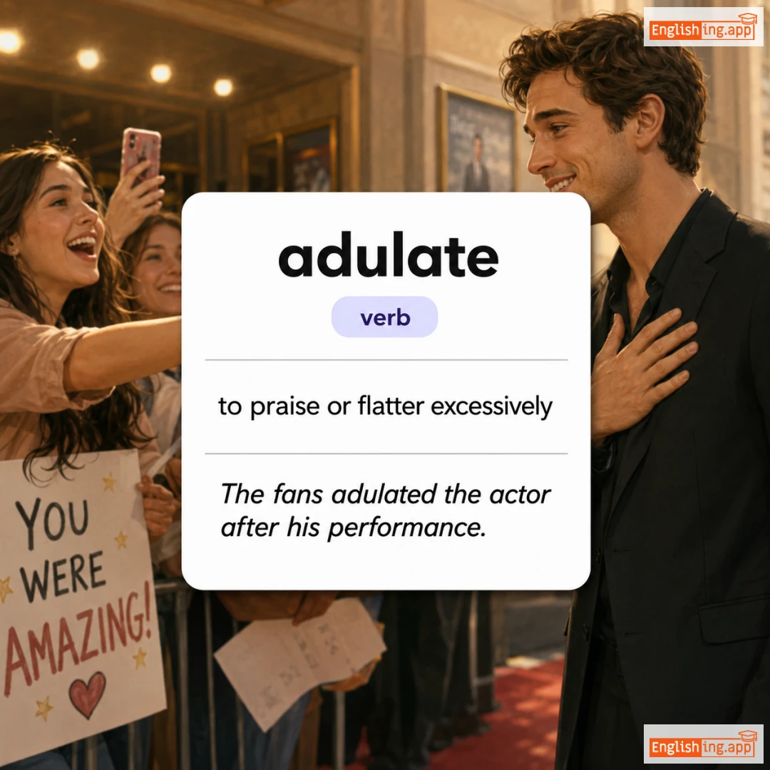 adulate definition card — visual illustration of the meaning