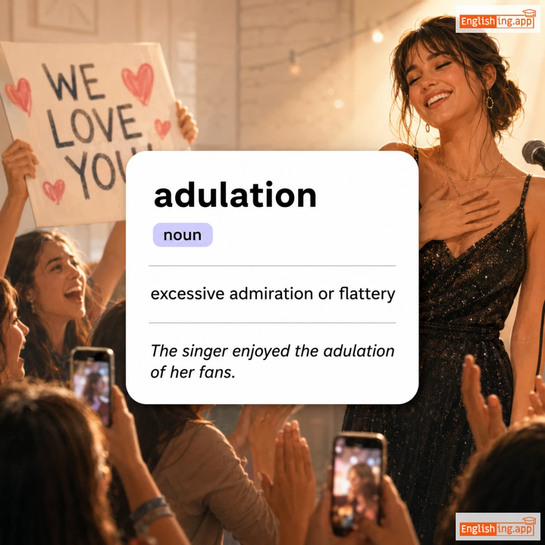 adulation definition card — visual illustration of the meaning