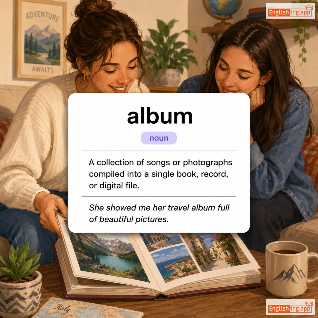 album definition card — visual illustration of the meaning