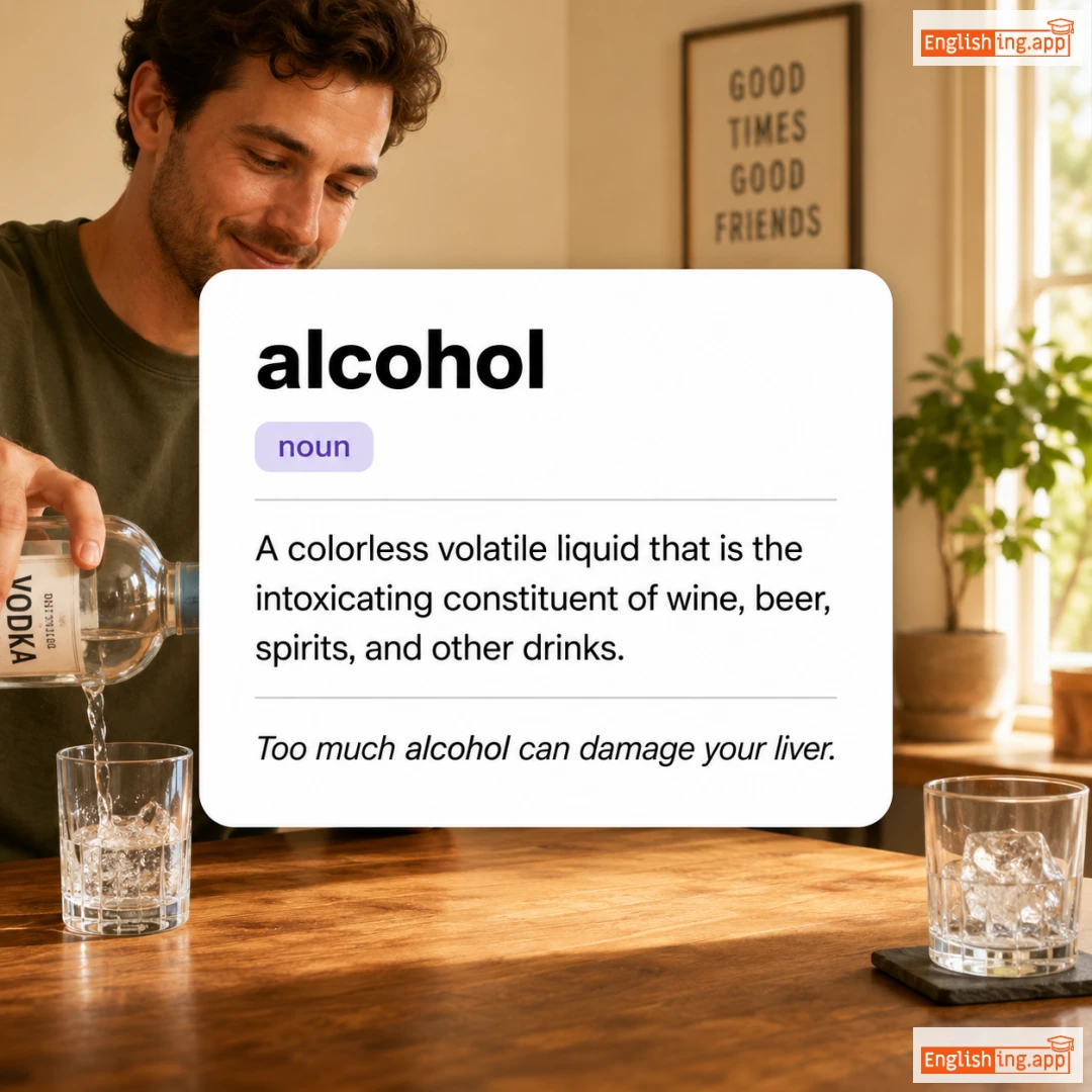 alcohol definition card — visual illustration of the meaning