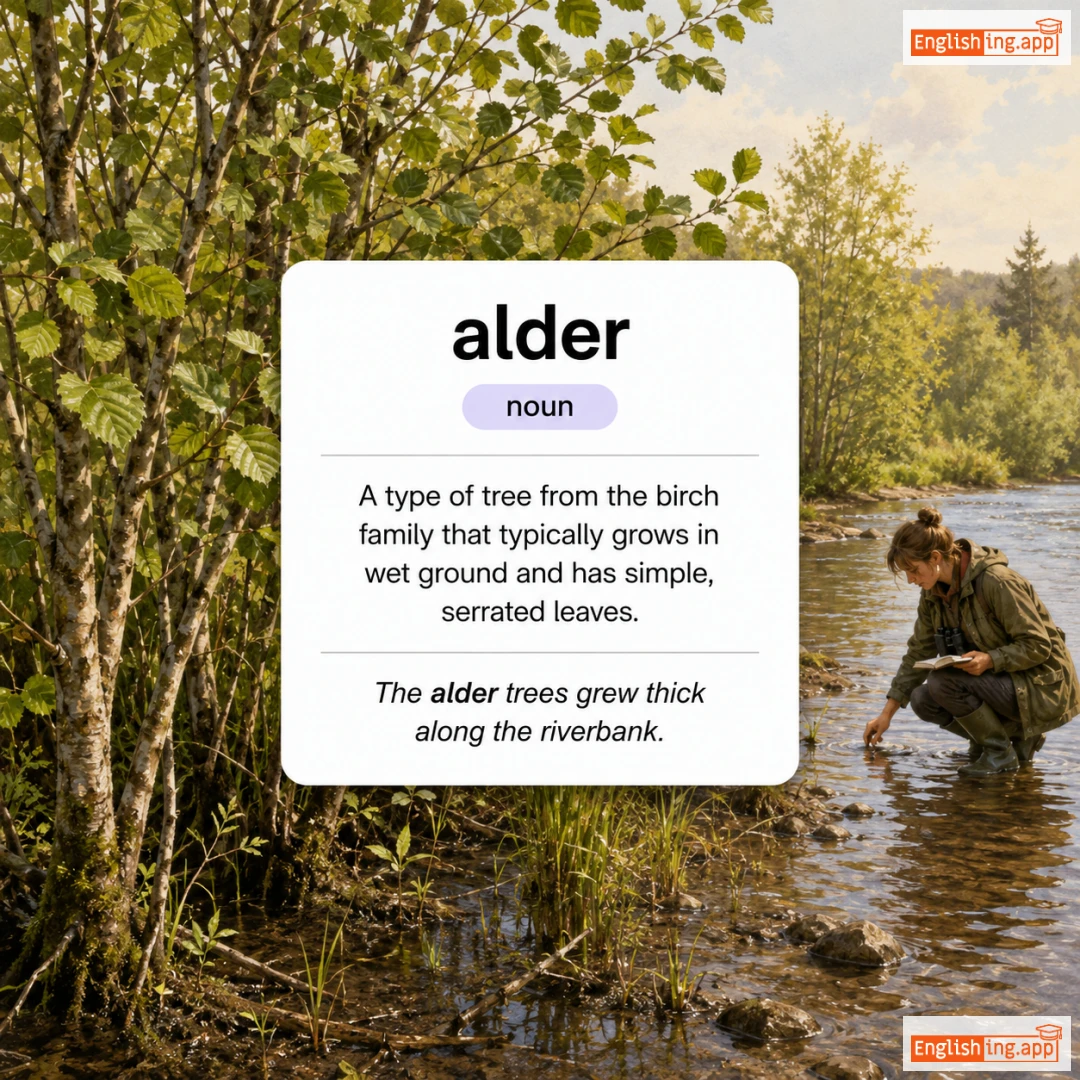 alder definition card — visual illustration of the meaning