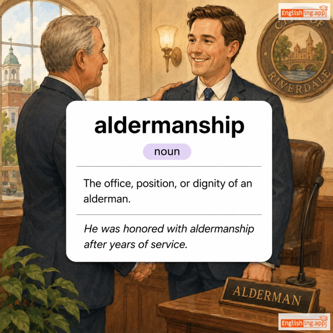 aldermanship definition card — visual illustration of the meaning