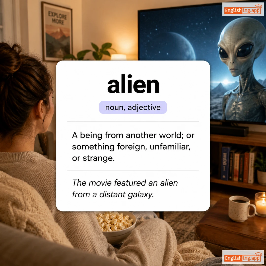 alien definition card — visual illustration of the meaning