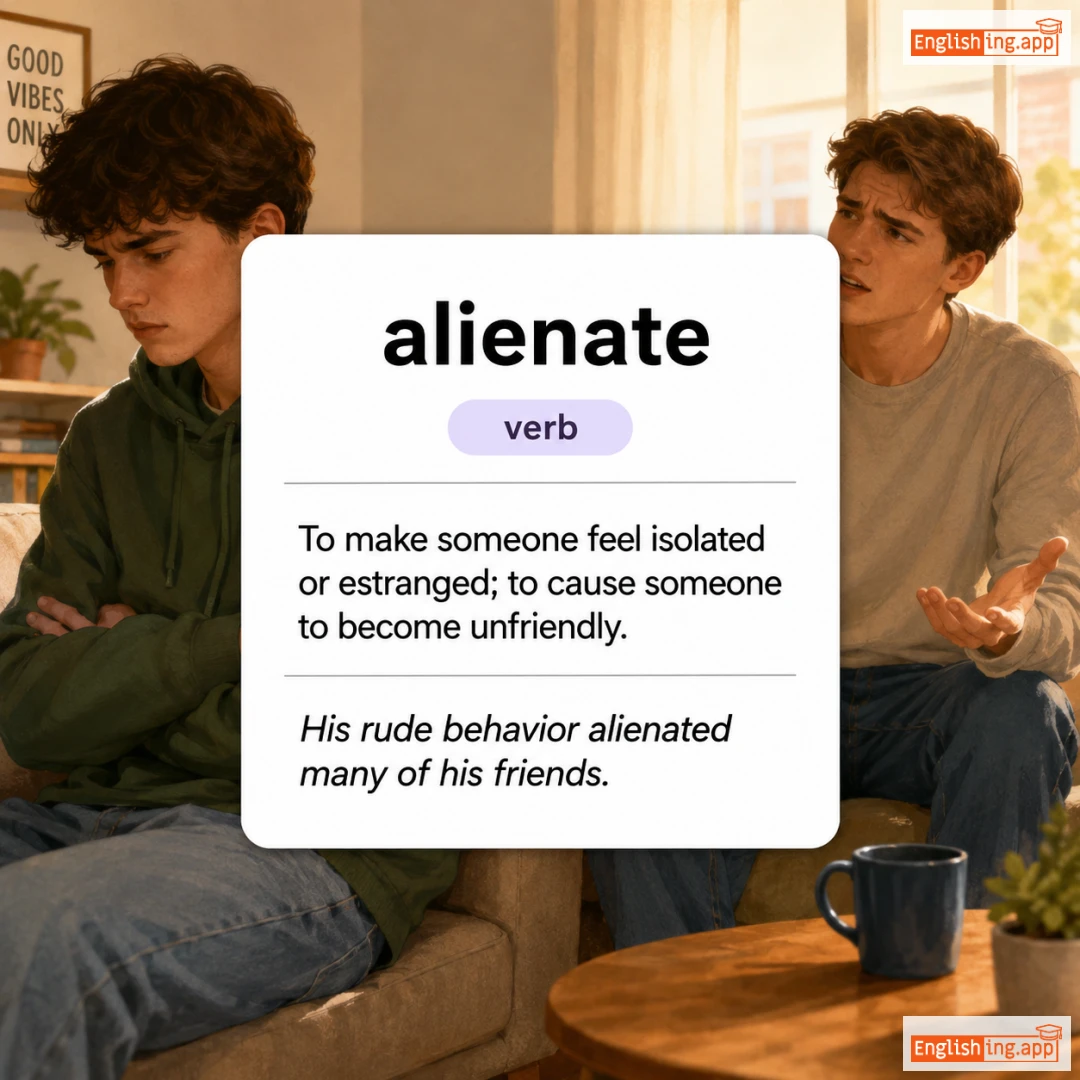 alienate definition card — visual illustration of the meaning