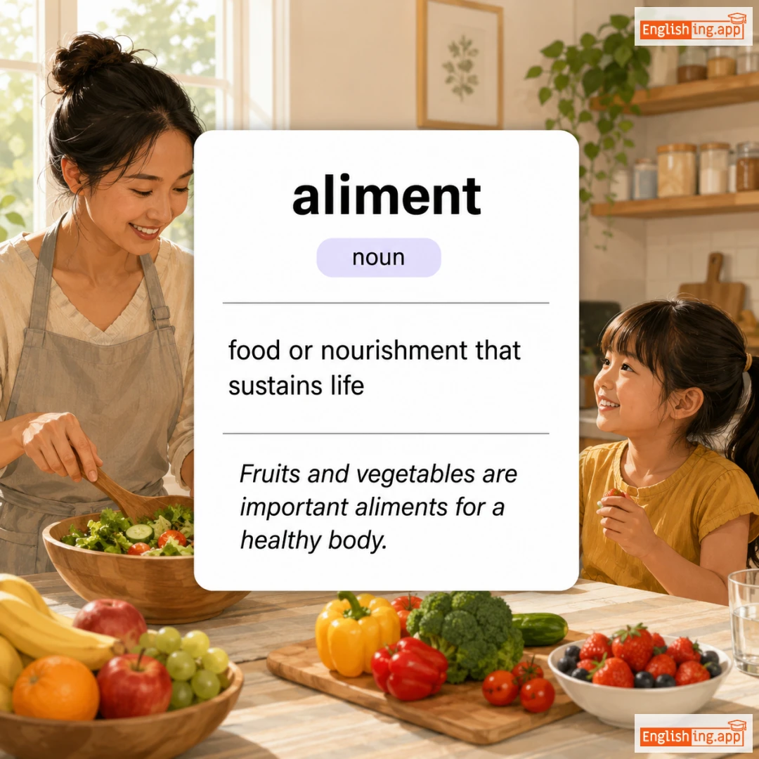 aliment definition card — visual illustration of the meaning